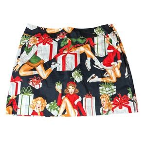 Loudmouth Ladies Christmas Pinup Girl Golf Skort Black Festive Holiday Size 10